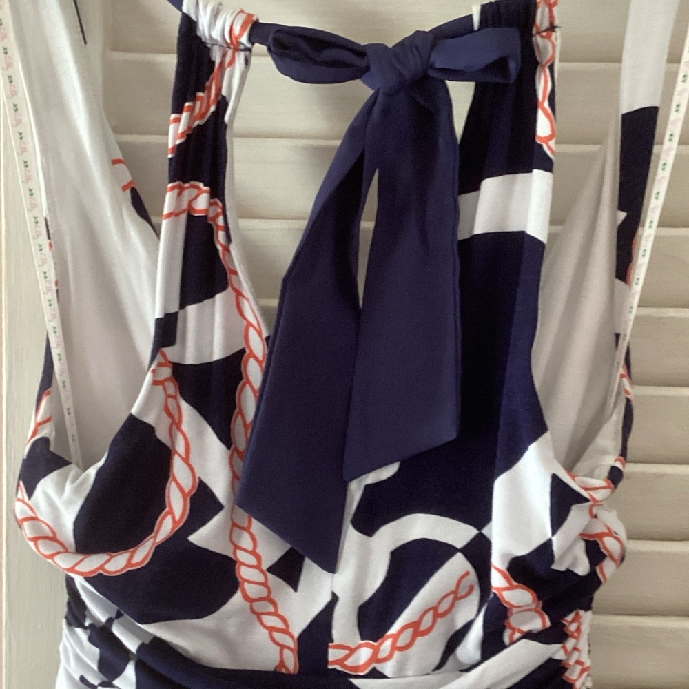 Lilly Pulitzer Navy, White & Coral Rope-Print Maxi Dress - Picture 4 of 5